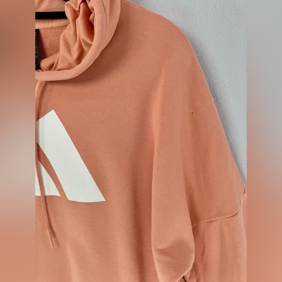 Adidas Women's Hidden Pocket Relaxed Fit Pullover Crop Hoodie Sweatshirt Sz L - Picture 7 of 10